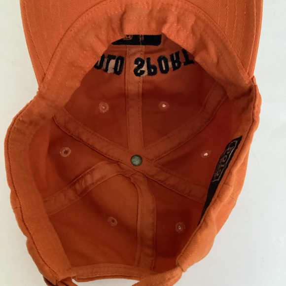 Vintage Polo Ralph Lauren Polo Sport RL Cap Hat Strap Back Orange USA Cotton OS - Picture 2 of 10
